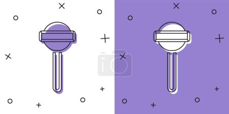 Ilustración de Set Icono de piruleta aislado sobre fondo blanco y púrpura. Comida, delicioso símbolo. Vector - Imagen libre de derechos