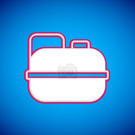Illustration for White Canister for gasoline icon isolated on blue background. Diesel gas icon. Vector. - Royalty Free Image