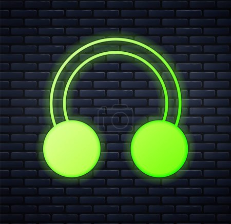 Illustration for Glowing neon Piercing icon isolated on brick wall background. Vector. - Royalty Free Image