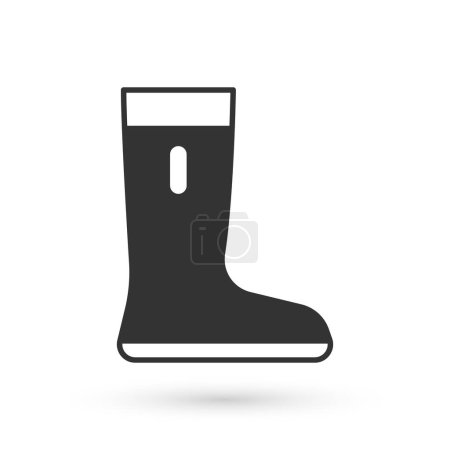 Illustration for Grey Waterproof rubber boot icon isolated on white background. Gumboots for rainy weather, fishing, gardening.  Vector - Royalty Free Image