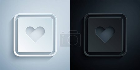 Illustration for Paper cut Like heart icon isolated on grey and black background. Counter Notification Icon. Follower Insta. Paper art style. Vector - Royalty Free Image