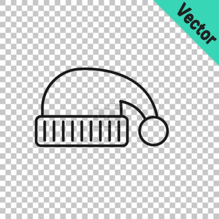 Illustration for Black line Sleeping hat icon isolated on transparent background. Cap for sleep.  Vector - Royalty Free Image