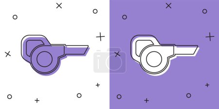 Set Leaf garden blower icon isolated on white and purple background.  Vector