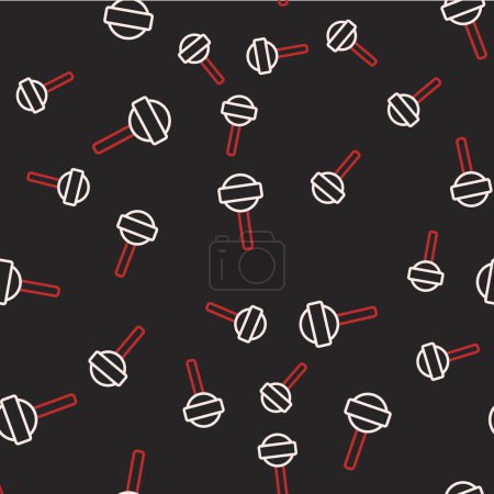 Ilustración de Línea Lollipop icono aislado patrón sin costuras sobre fondo negro. Comida, delicioso símbolo. Vector - Imagen libre de derechos