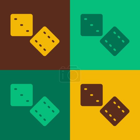 Illustration for Pop art Game dice icon isolated on color background. Casino gambling.  Vector - Royalty Free Image