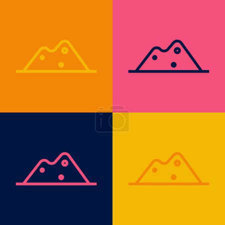 Pop art line Salt icon isolated on color background.  Vector
