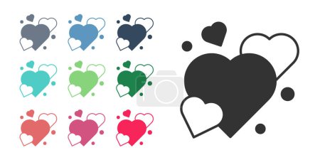 Ilustración de Icono Corazón Negro aislado sobre fondo blanco. Símbolo romántico vinculado, unirse, pasión y boda. Feliz día de San Valentín. Establecer iconos de colores. Vector - Imagen libre de derechos