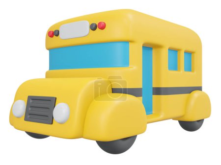 Téléchargez les photos : 3D Rendu au style de dessin animé du bus scolaire. Illustration 3D Render. - en image libre de droit