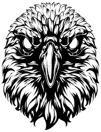 Téléchargez les illustrations : Visage de corbeau dessiné à la main. Corbeau tatouage illustration mascotte art oiseau. - en licence libre de droit