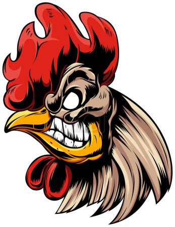 Illustration for Head of rooster. Cock abstract character illustration. Graphic logo designs template for emblem. Image of portrait for company use. - Royalty Free Image