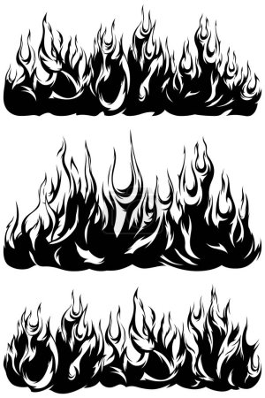 Illustration for Fire flames isolated template. Tribal design. Car stickers. Icon fire illustration. Multiple shape tattoo. - Royalty Free Image