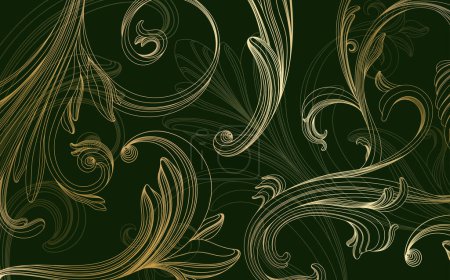 Illustration for Hand drawn baroque decorative wallpaper. Element filigree calligraphy for design background. - Royalty Free Image