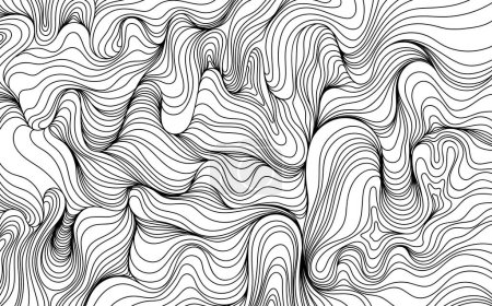 Fondo de pantalla líneas de espinilla de línea abstracta. Ilustración de humo dibujado a mano. Tinta pintura pelo estilo composición.