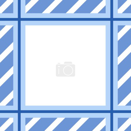 Ein quadratischer Rahmen mit diagonalen Linien in blau und weiß
