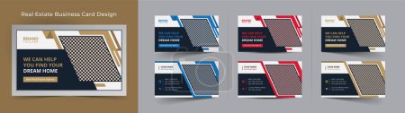 Illustration for Real Estate Agent and Home Sales Business Card Template Design - Royalty Free Image