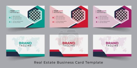 Illustration for Real Estate Agent and Home Sales Business Card Template Design - Royalty Free Image