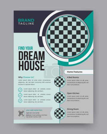 Illustration for Corporate real estate agency business flyer template design, business flyer design with A4 vector creative shape - Royalty Free Image