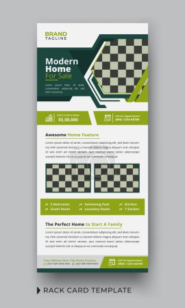 Illustration for Real estate rack card template design, Corporate business real estate agency rack card, roll-up banner and DL flyer template design in vector layout - Royalty Free Image