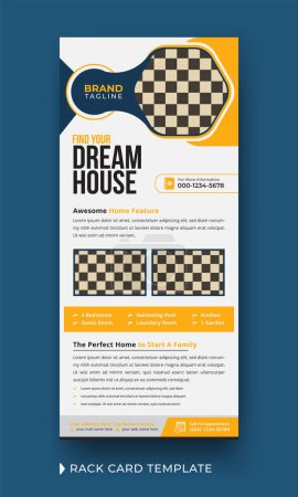 Illustration for Real estate rack card template design, Corporate business real estate agency rack card, roll-up banner and DL flyer template design in vector layout - Royalty Free Image