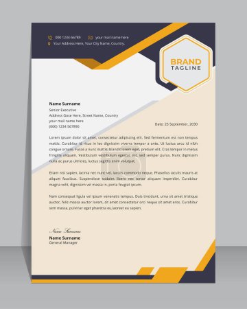 Illustration for Creative and modern business letterhead, stationery and brand identity template design with A4 creative vector shape - Royalty Free Image