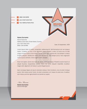 Illustration for Creative and modern business letterhead, stationery and brand identity template design with A4 creative vector shape - Royalty Free Image