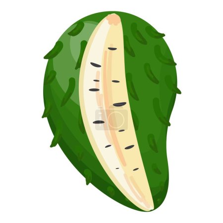 Cortado vector de dibujos animados icono soursop. Fruta de comida. Planta tropical