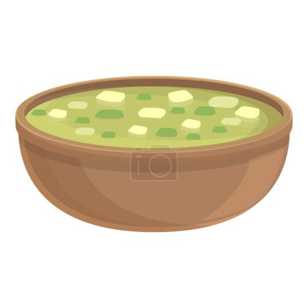 Green soup icon cartoon vector. Rice food. Prawn menu