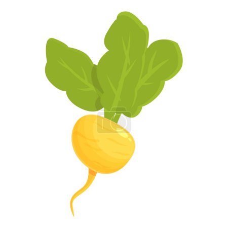 Illustration for Vegetable turnip icon cartoon vector. Green root. Farm cooking - Royalty Free Image