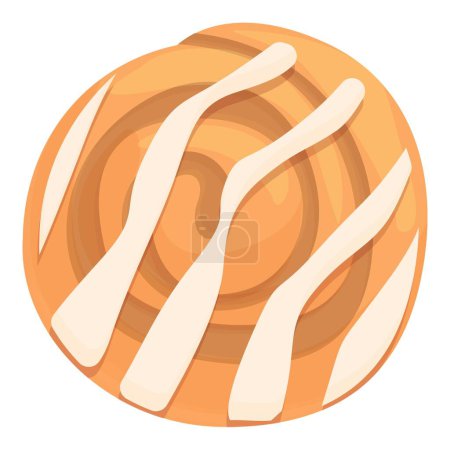 Téléchargez les illustrations : Boulangerie cannelle rouleau pain icône dessin animé vecteur. Tournez du pain. Menu de gâteaux - en licence libre de droit
