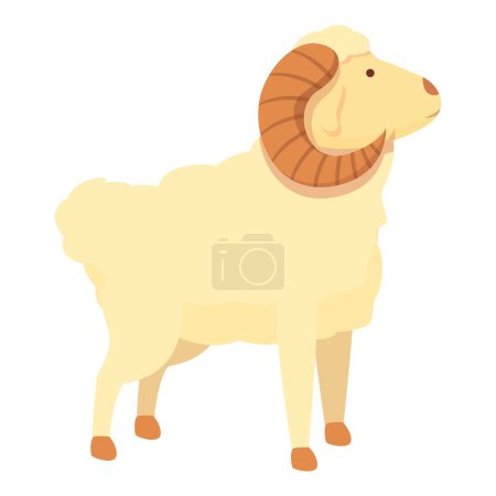 Illustration for Goat animal icon cartoon vector. Ram head. Horn emblem - Royalty Free Image