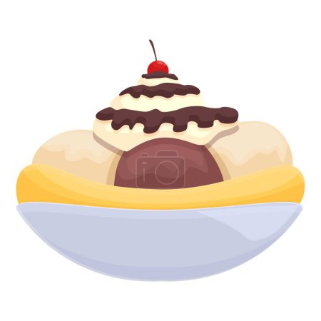 Illustration for Cream dessert icon cartoon vector. Banana split. Tasty food - Royalty Free Image