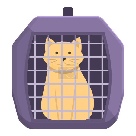Téléchargez les illustrations : Alimentation chat cage icône dessin animé vecteur. Porte-animaux. Transports ouverts - en licence libre de droit