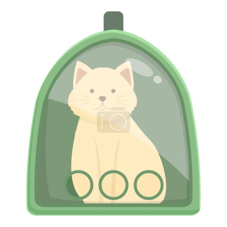 Téléchargez les illustrations : Chat boîte en plastique icône dessin animé vecteur. Étui pour animaux. Porter animal de compagnie - en licence libre de droit