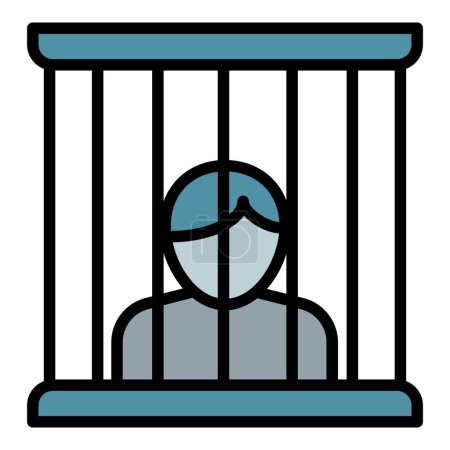 Illustration for Prison man icon outline vector. Police equipment. Badge security - Royalty Free Image