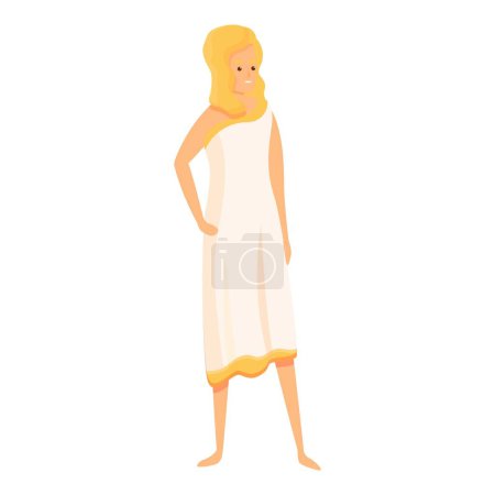 Téléchargez les illustrations : Ancienne Grèce mignonne femme icône dessin animé vecteur. Vase grec. Art de poterie - en licence libre de droit