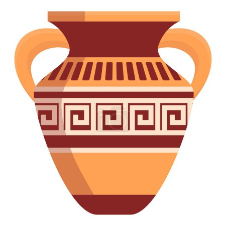 Téléchargez les illustrations : Antique vase grec icône dessin animé vecteur. Histoire de Rome. Poterie d'art - en licence libre de droit
