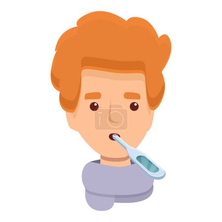 Illustration for Tonsillitis kid temperature icon cartoon vector. Bacterial infection. Swab uvula - Royalty Free Image