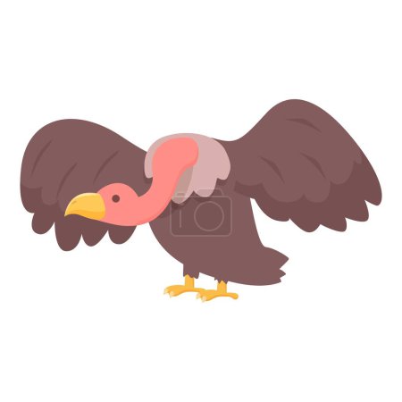 Téléchargez les illustrations : Vautour de la nature icône dessin animé vecteur. Animal d'oiseau. Mascotte sauvage - en licence libre de droit