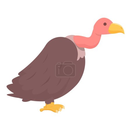 Téléchargez les illustrations : Vieux vecteur de dessin animé icône vautour. Tatouage animal. Plume africaine - en licence libre de droit