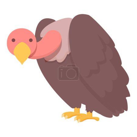 Ilustración de Buitre sorprendido icono vector de dibujos animados. Árbol de pájaros. Estilo de ala - Imagen libre de derechos