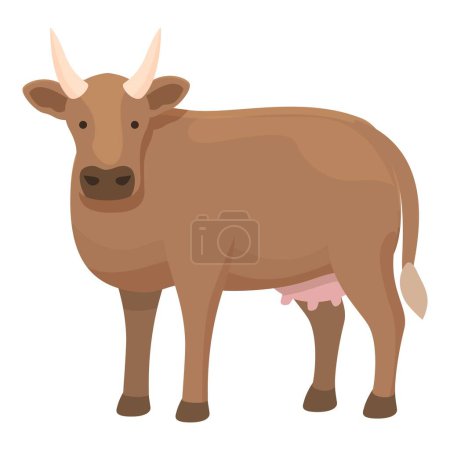 Téléchargez les illustrations : Vache laitière icône dessin animé vecteur. Race de ferme. Lait animal - en licence libre de droit