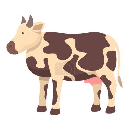 Téléchargez les illustrations : Vache veau icône dessin animé vecteur. Bovins. Produits laitiers agricoles - en licence libre de droit