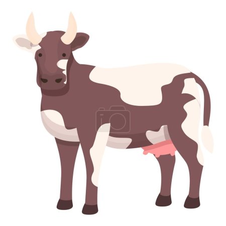 Téléchargez les illustrations : Vache de veau icône dessin animé vecteur. Ferme bovine. Manger des produits laitiers - en licence libre de droit