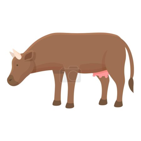 Téléchargez les illustrations : Vache manger icône dessin animé vecteur. Animal laitier. Veau de boucherie - en licence libre de droit