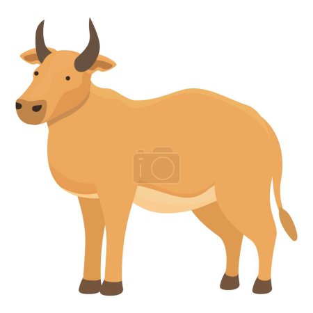 Téléchargez les illustrations : Vache couleur icône dessin animé vecteur. Race de ferme. Mange de l'herbe - en licence libre de droit