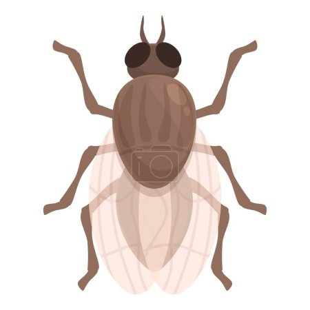 Téléchargez les illustrations : Gravure tsé mouche icône dessin animé vecteur. Un insecte africain. Ailes nature - en licence libre de droit