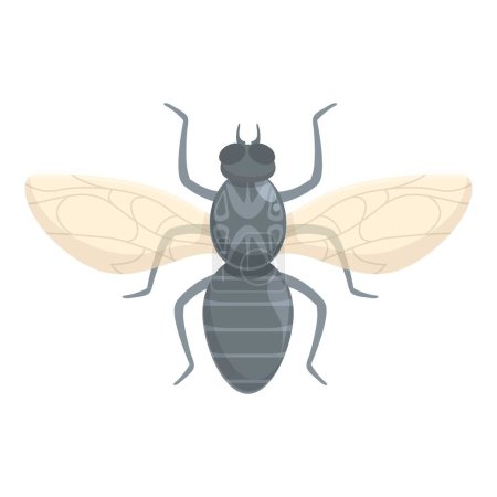 Téléchargez les illustrations : Habiter tsetse icône de la mouche vecteur de dessin animé. Moustique animal. Ailes de tik - en licence libre de droit