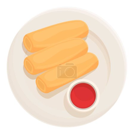 Téléchargez les illustrations : Frais rouleau de printemps icône dessin animé vecteur. Cuisine. Repas Chine - en licence libre de droit