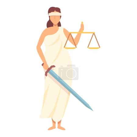Téléchargez les illustrations : Femme de justice icône dessin animé vecteur. Dieu grec. Légende d'Arès - en licence libre de droit