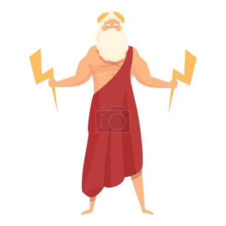 Téléchargez les illustrations : Zeus icône dessin animé vecteur. Dieu grec. Grecque antique - en licence libre de droit